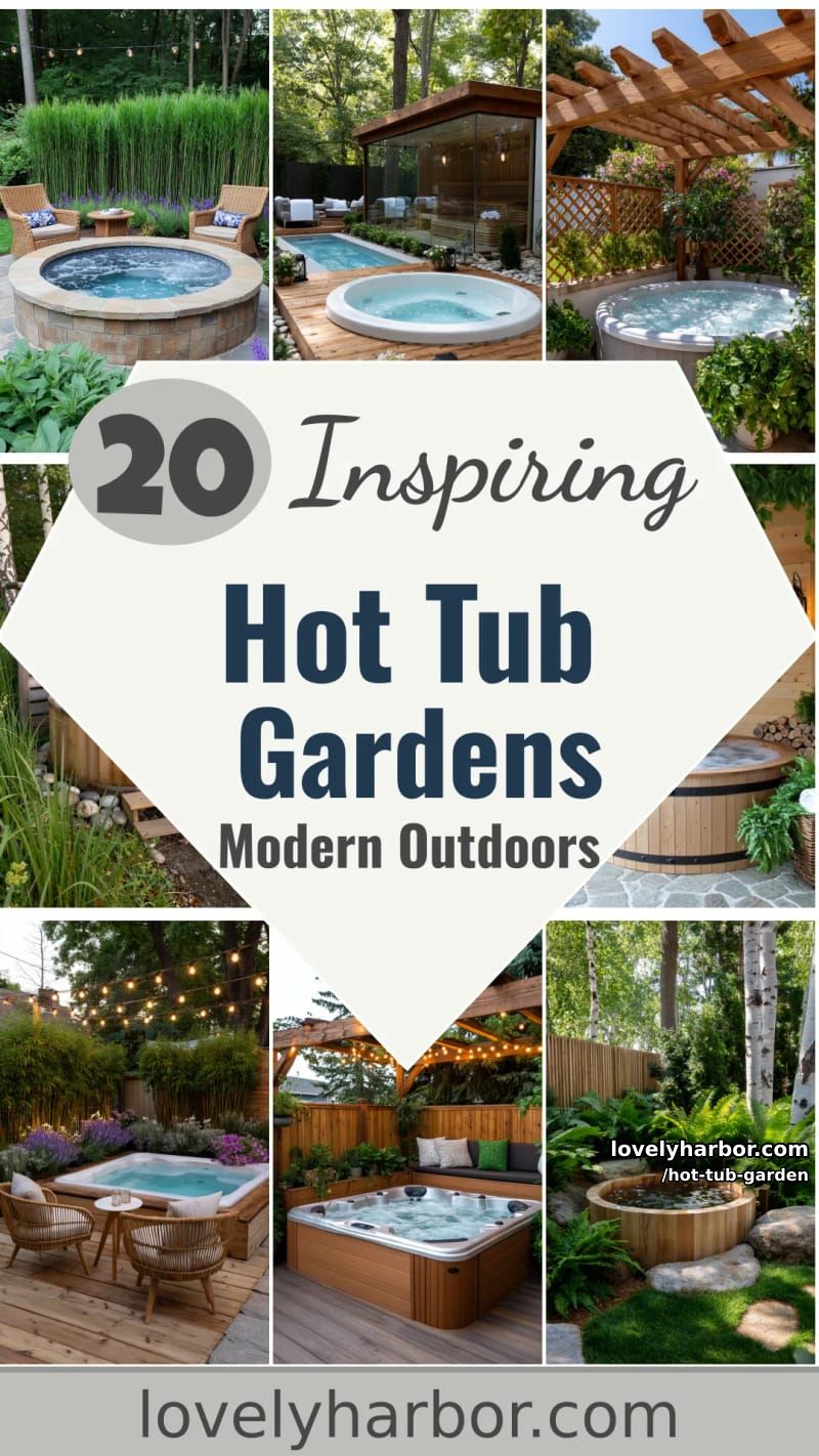 20 Inspiring Hot Tub Gardens for Modern Outdoor Living 60 hot tub garden - Collage 59