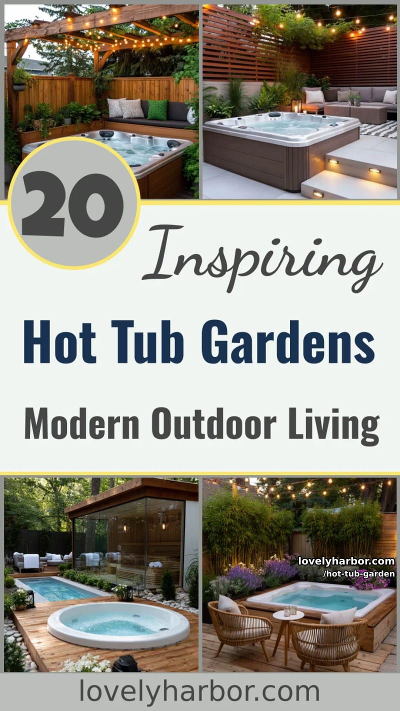 20 Inspiring Hot Tub Gardens for Modern Outdoor Living 66 hot tub garden - Collage 65