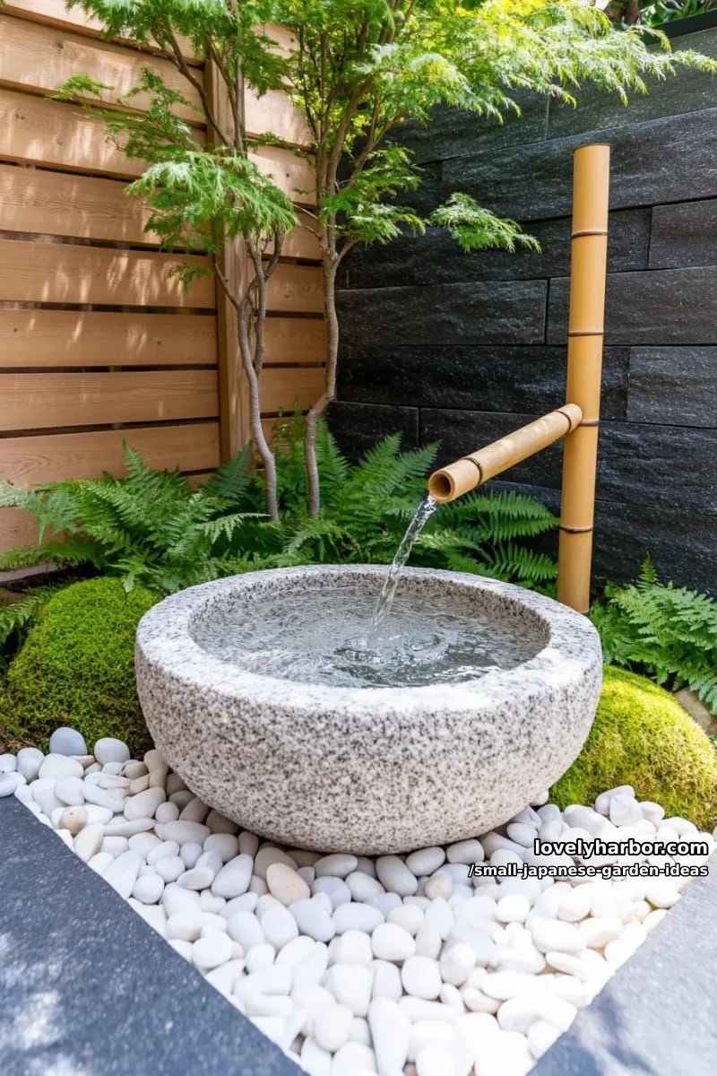 20 Small Japanese Garden Ideas for a Zen Atmosphere 45 japanese garden corner with stone water basin, bamboo spout, ferns, and moss. 1