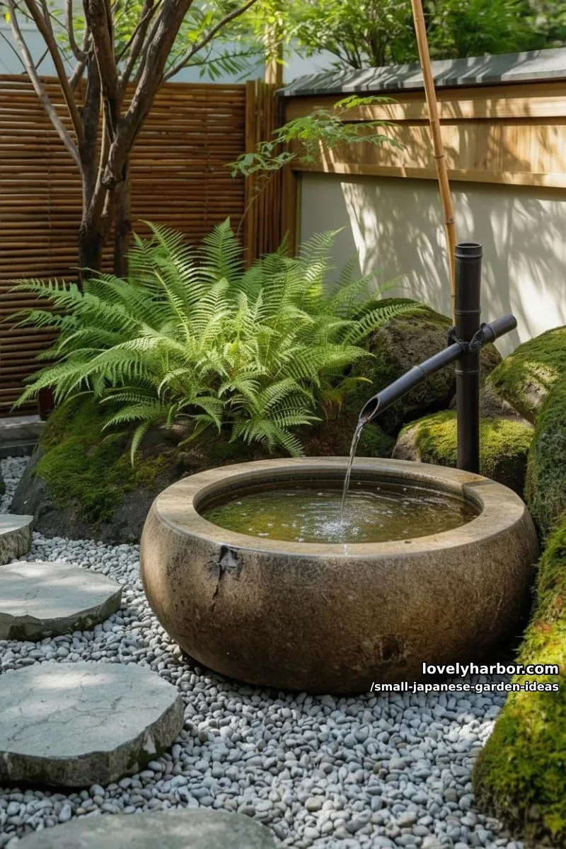 20 Small Japanese Garden Ideas for a Zen Atmosphere 47 japanese garden corner with stone water basin, bamboo spout, ferns, and moss. 1