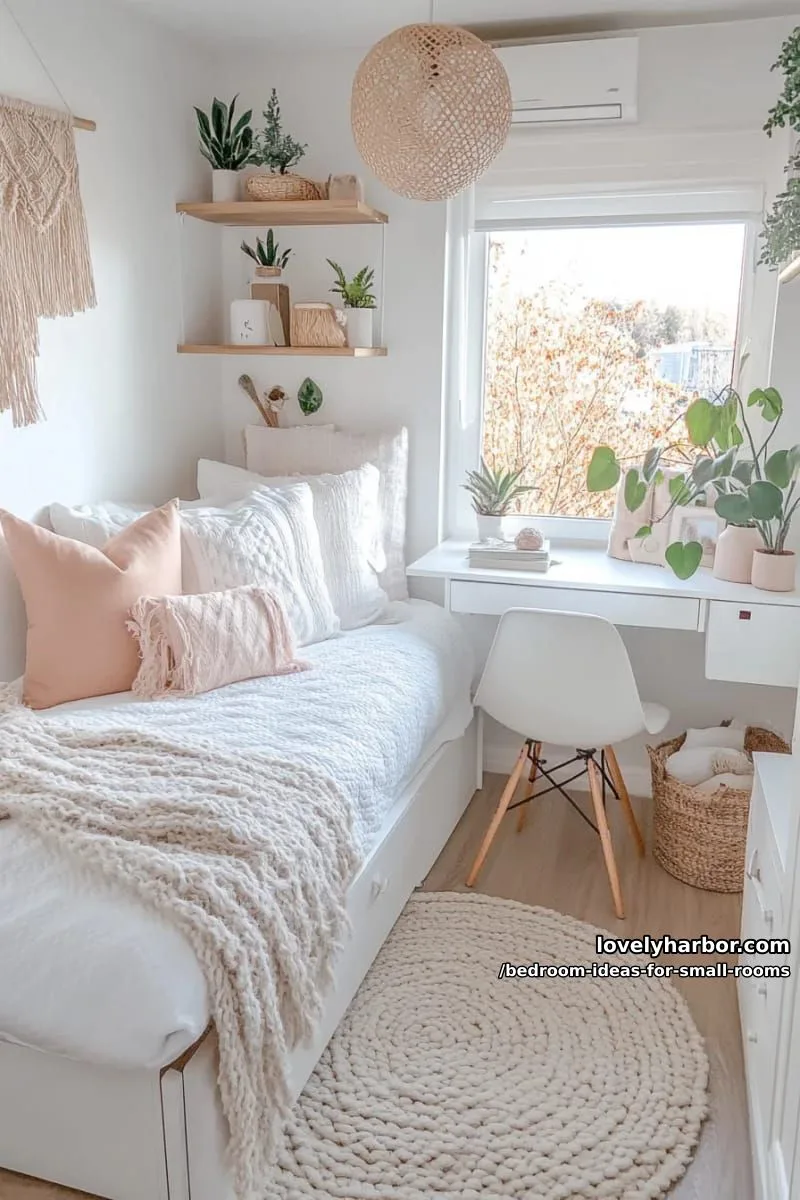23 Unique Bedroom Ideas for Small Rooms 21 minimalist bedroom with single bed, compact desk, and soft accents. 1