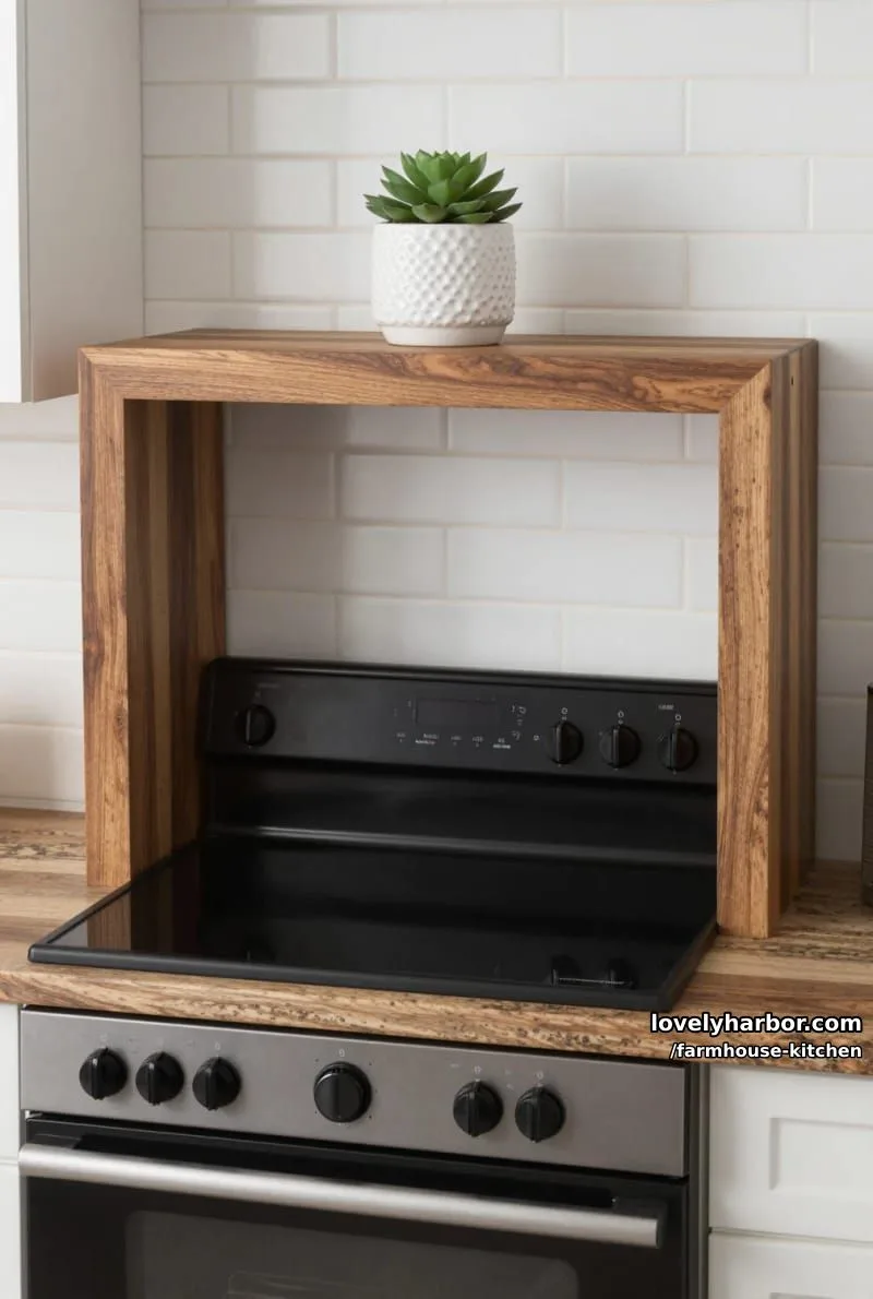 44 Trendy Farmhouse Kitchen Ideas to Inspire Your Next Remodel 39 modern kitchen with stove cover, wood frame, and ceramic planter decor. 1