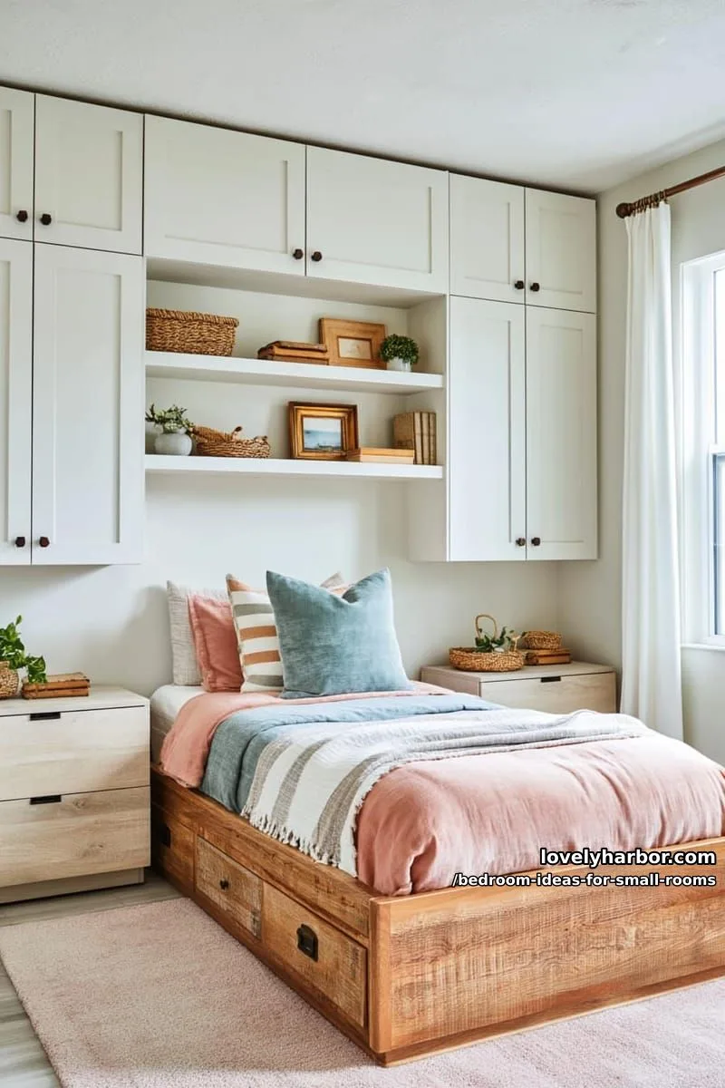 23 Unique Bedroom Ideas for Small Rooms 18 small bedroom with built-in storage and floor-to-ceiling cabinetry. 1