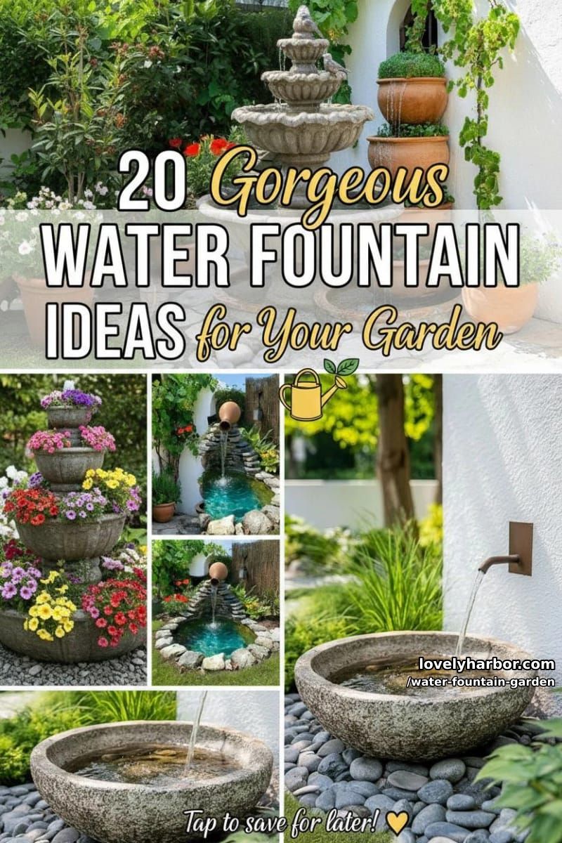 20 Gorgeous Water Fountain Ideas for Your Garden 53 water fountain garden - Collage 52