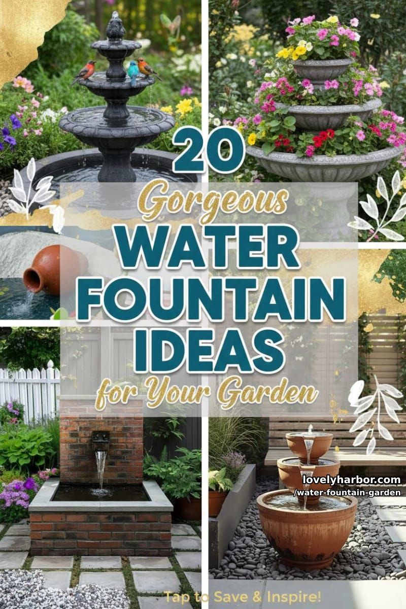 20 Gorgeous Water Fountain Ideas for Your Garden 57 water fountain garden - Collage 56