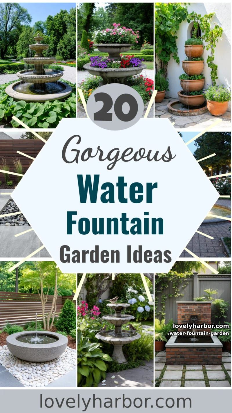 20 Gorgeous Water Fountain Ideas for Your Garden 59 water fountain garden - Collage 58