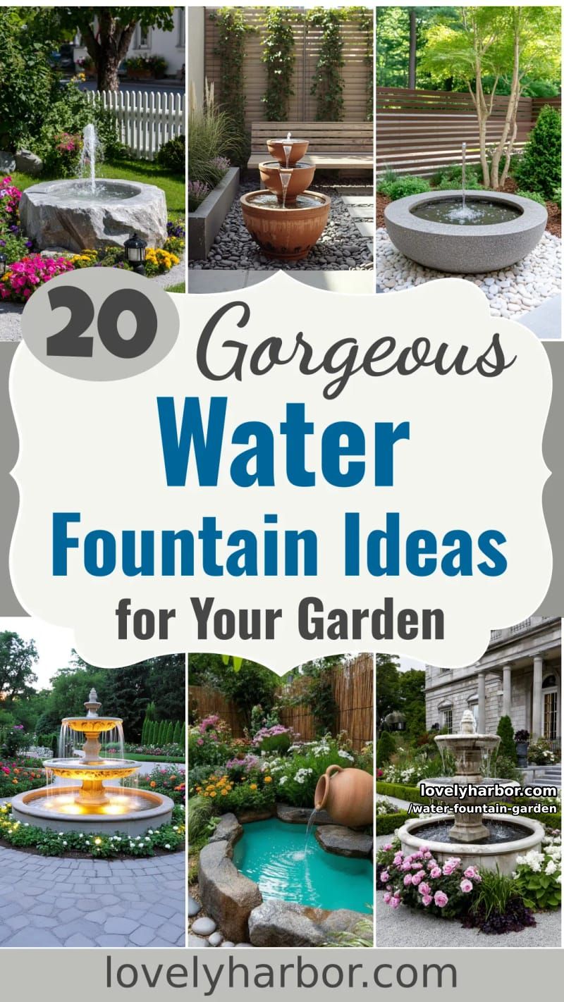 20 Gorgeous Water Fountain Ideas for Your Garden 61 water fountain garden - Collage 60