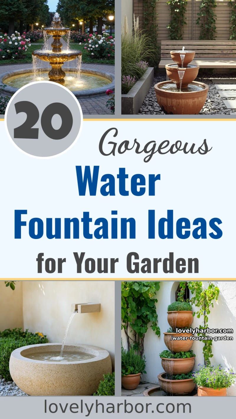 20 Gorgeous Water Fountain Ideas for Your Garden 62 water fountain garden - Collage 61