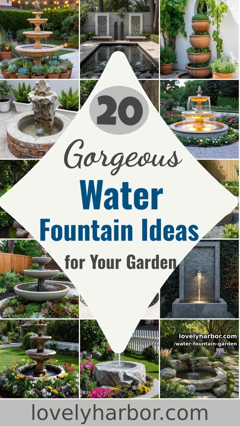 20 Gorgeous Water Fountain Ideas for Your Garden 63 water fountain garden - Collage 62