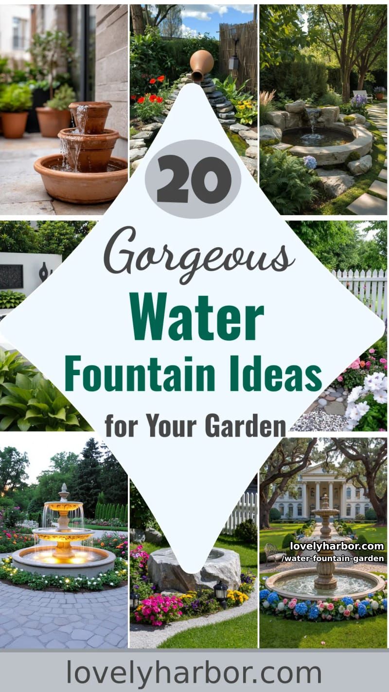 20 Gorgeous Water Fountain Ideas for Your Garden 64 water fountain garden - Collage 63