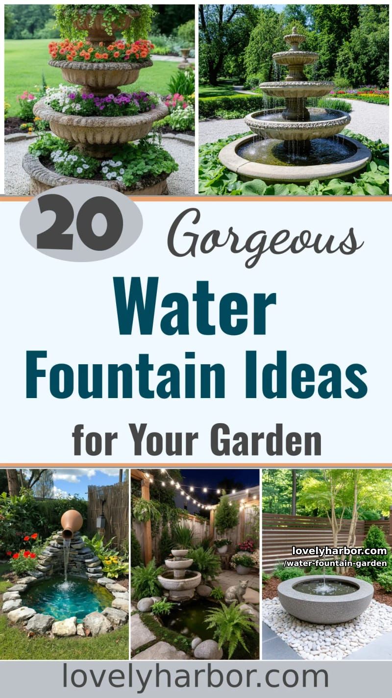 20 Gorgeous Water Fountain Ideas for Your Garden 67 water fountain garden - Collage 66
