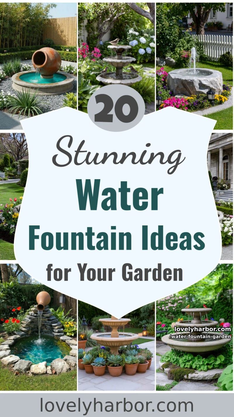 20 Gorgeous Water Fountain Ideas for Your Garden 68 water fountain garden - Collage 67