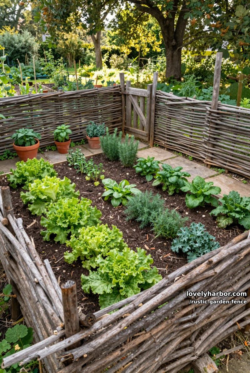 wattle fence around a vegetable and herb garden 1