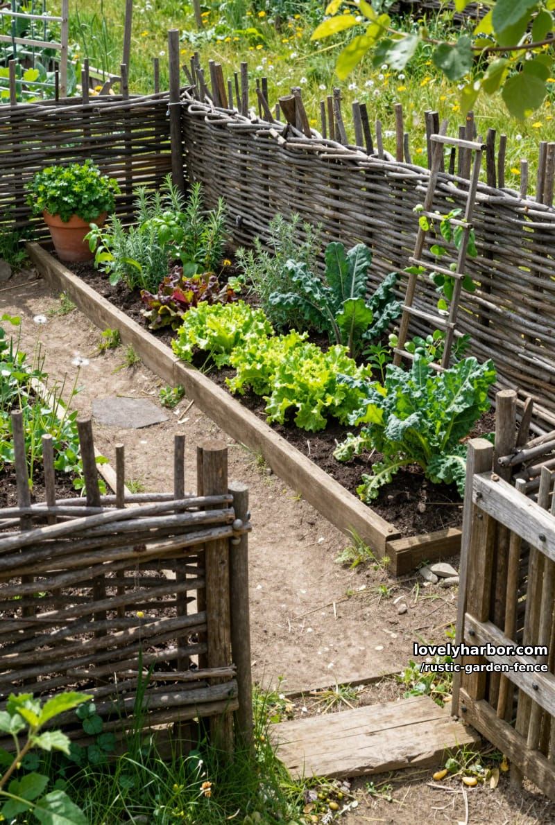 wattle fence around a vegetable and herb garden 1
