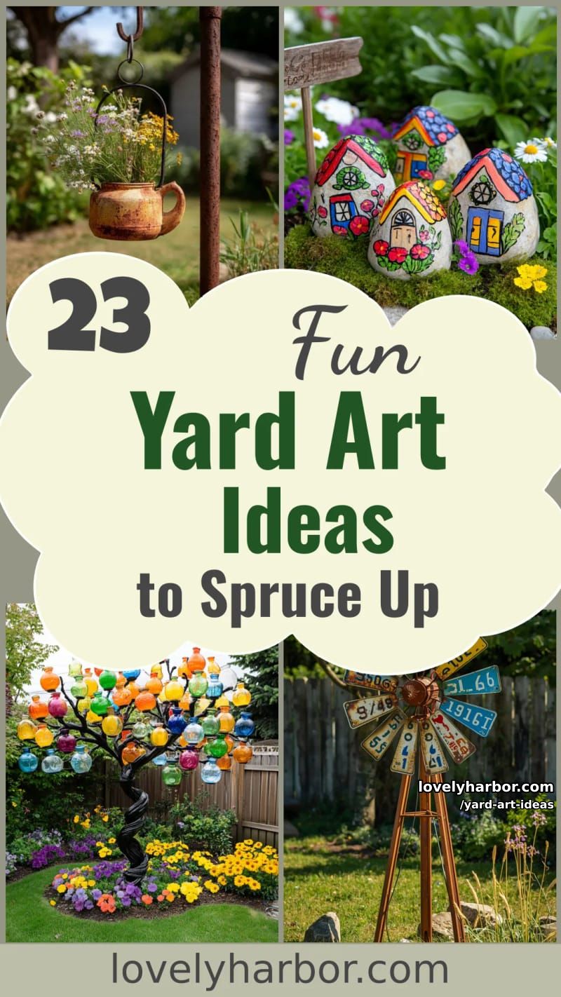 23 Fun Yard Art Ideas to Spruce Up Your Garden 66 yard art ideas - Collage 65