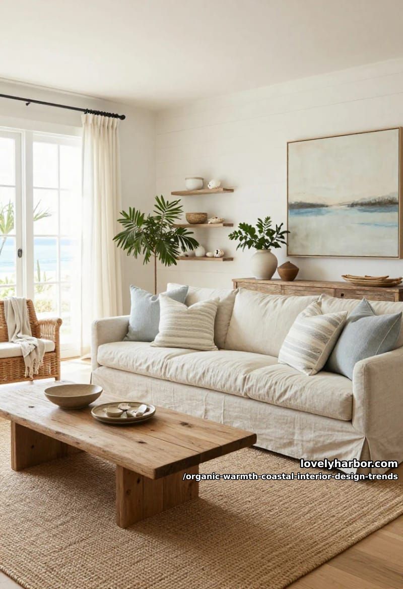 10 Organic Warmth Coastal Trends Replacing the Blue-and-White Beach House 9 belgian linen slipcovers, washed and rumpled 1
