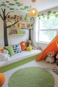 15 Playful Toddler Boy Room Design Ideas for Your Next Makeover 14 cozy woodland adventure with tree murals and plush animal friends everywhere. 5