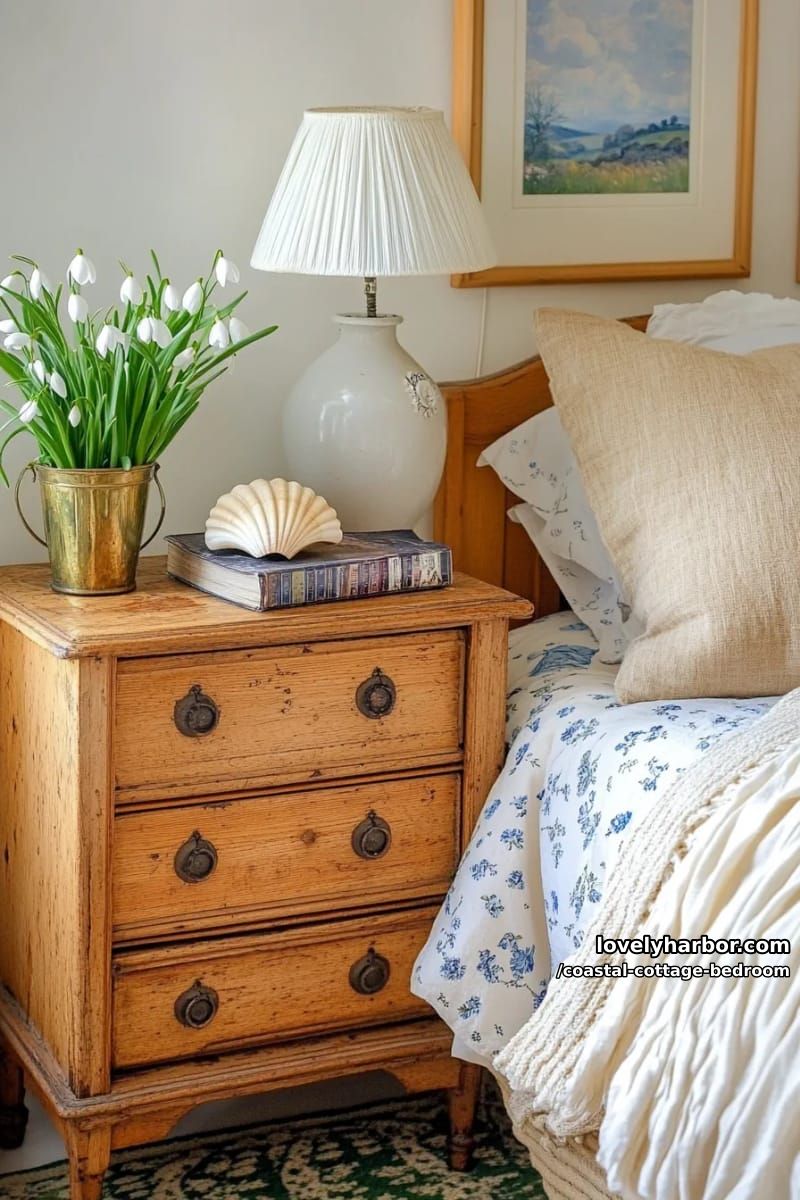 eclectic cottagecore bedroom with vintage decor, botanical accents, and layered textiles. 1