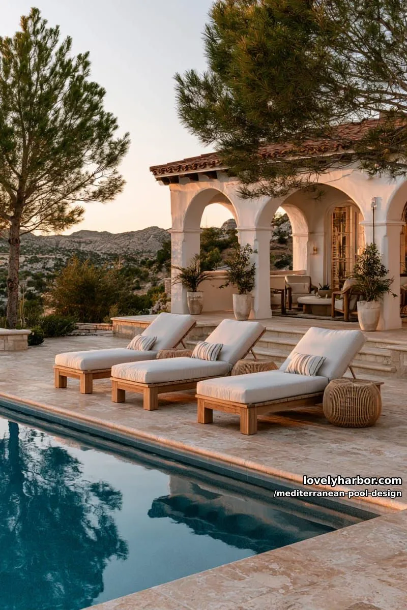 luxurious patio with pool, covered terrace, and sunset mountain views. 1
