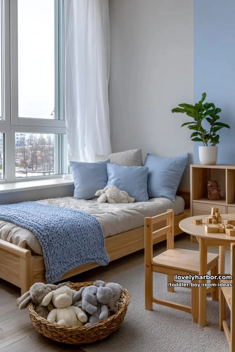 15 Playful Toddler Boy Room Design Ideas for Your Next Makeover 14 minimalist scandinavian style with natural wood furniture and soft blue accents. 1