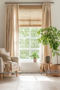 Biophilic Window Layering Tutorial for Woven Wood Shades and Linen Drapes 1 mistakes that flatten the layered look 11