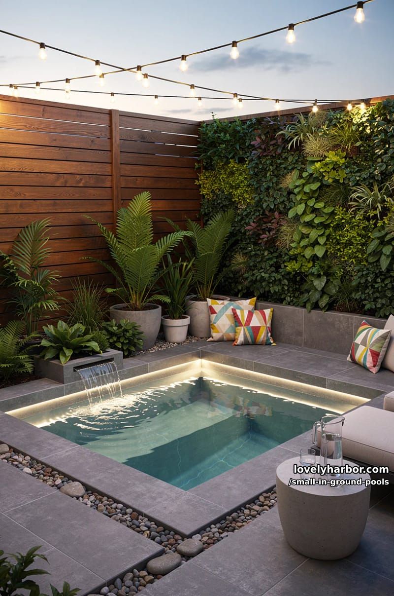 plunge pool styles for compact outdoor spaces with creative decor. 1