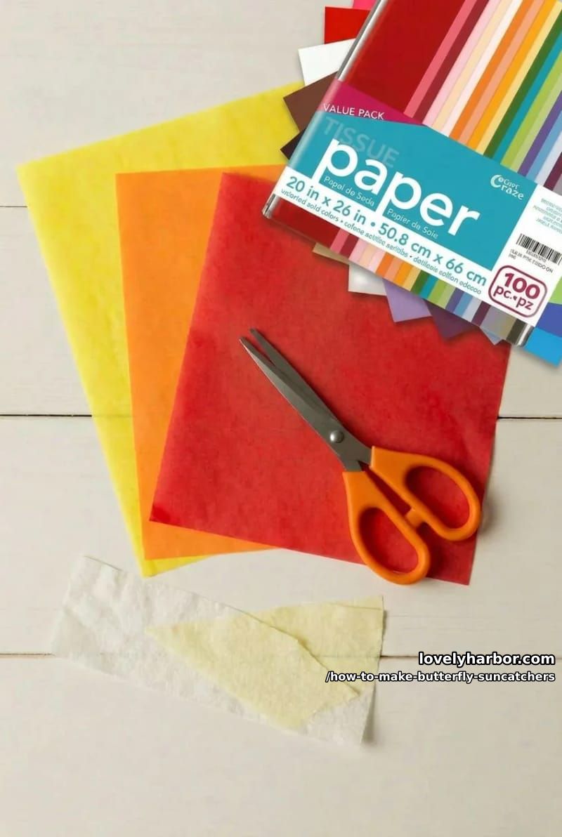 step 3. choose and cut your tissue paper colors 1