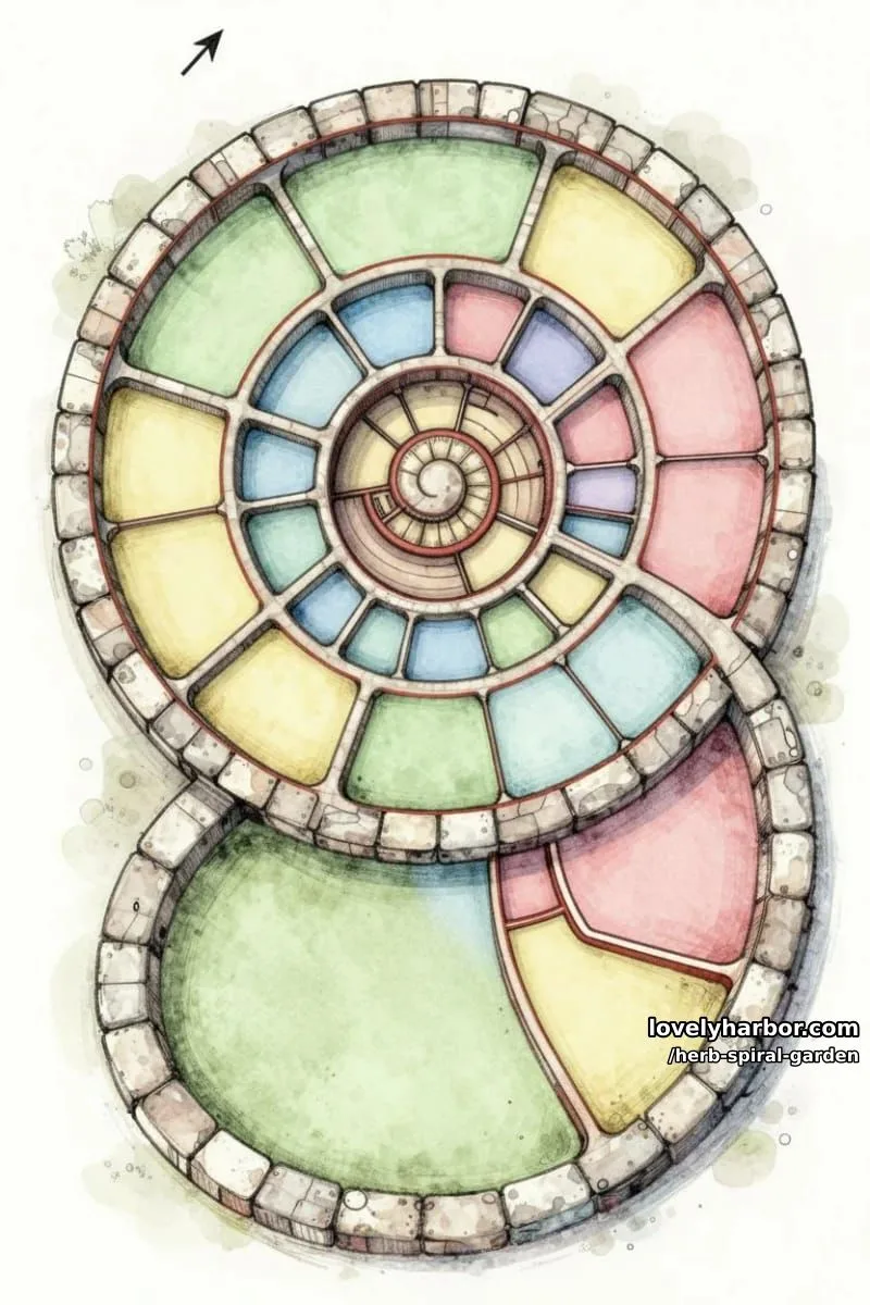 20 Unique Herb Spiral Garden Designs for Modern Yards 12 stone nautilus spiral herb garden with herb clusters. 1
