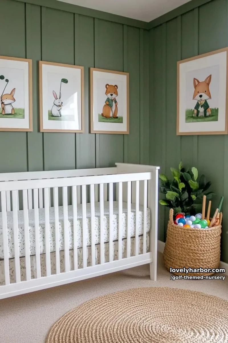 watercolor golf animal prints for a playful, nature-inspired gallery wall 1