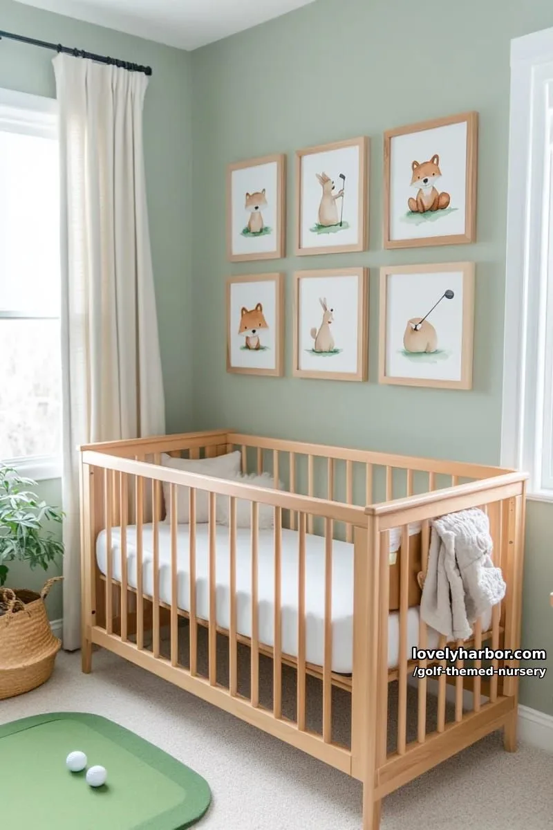 watercolor golf animal prints for a playful, nature-inspired gallery wall 1
