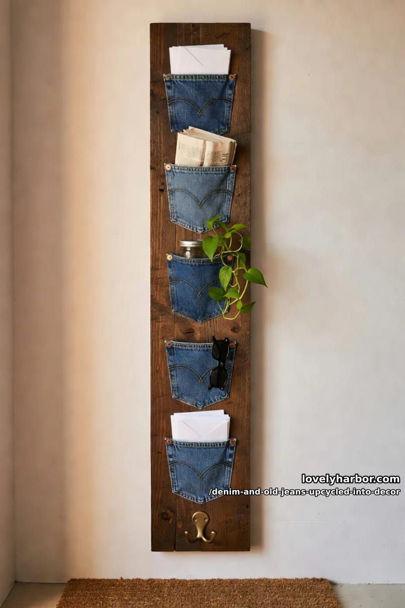 a back-pocket caddy mounted on a stained board 1