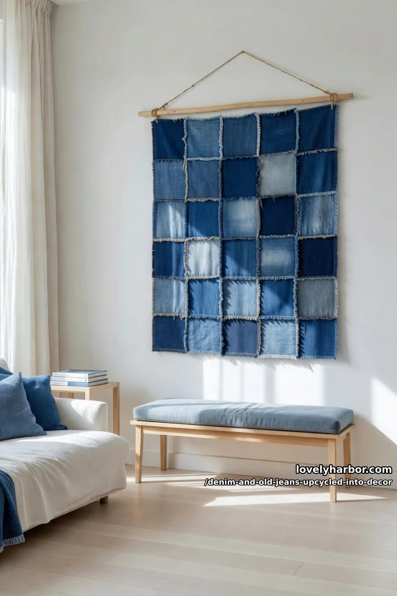 a frayed indigo wall hanging 1