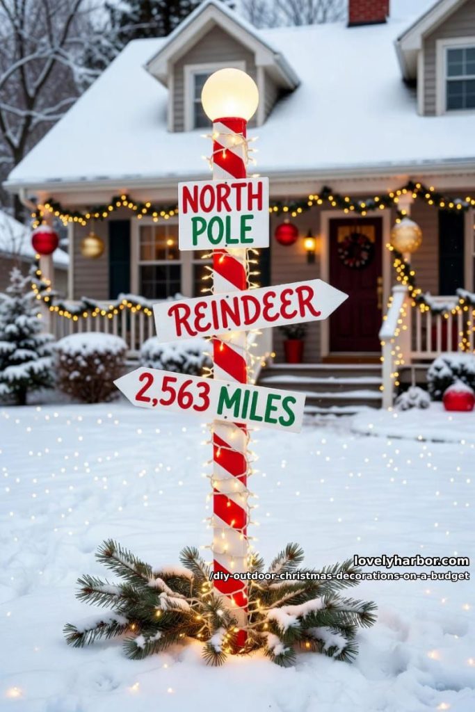 a north pole signpost from a leftover fence post 24