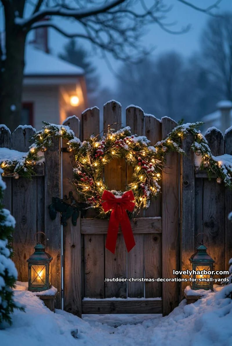a single lit wreath on the gate finishes the front 1
