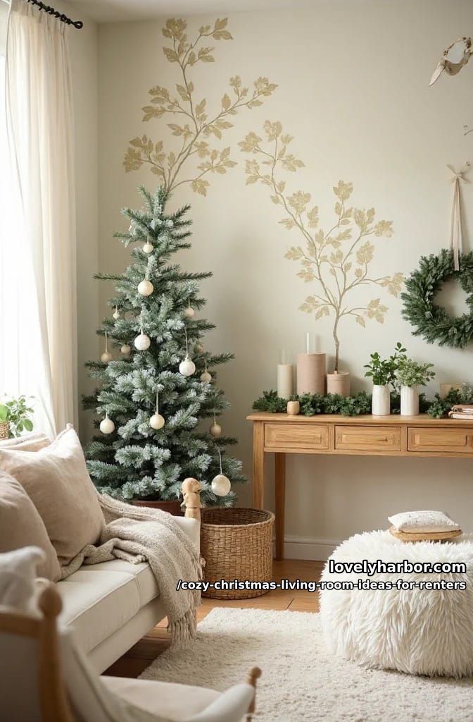 add a temporary accent wall with removable holiday wallpaper 1