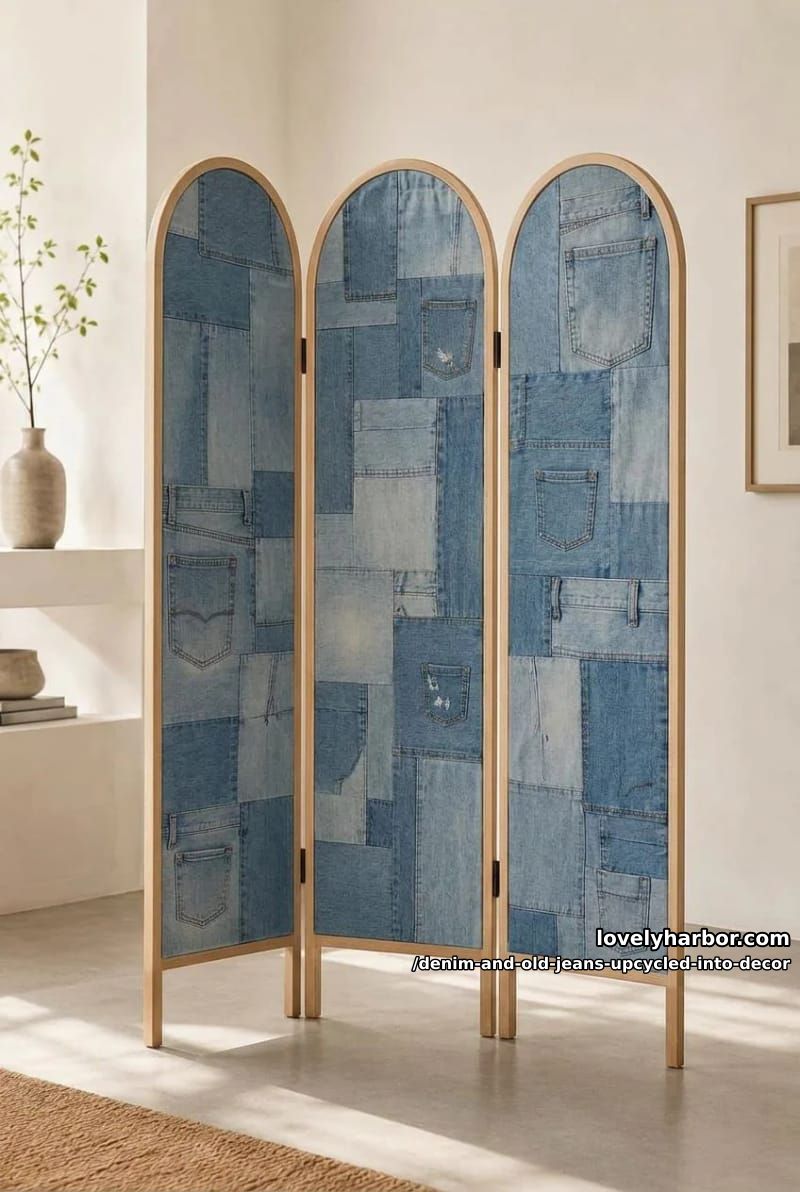 an arched, japandi-style room divider overdyed to a moody indigo 1