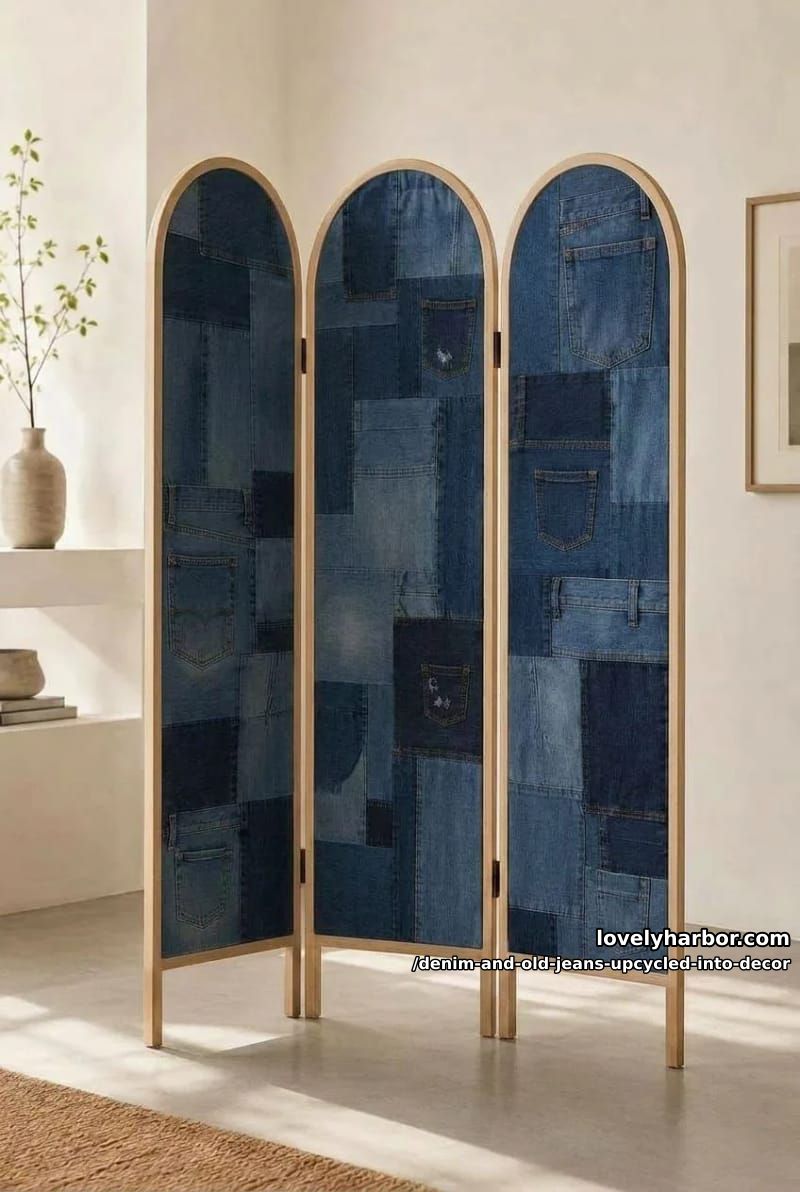 an arched, japandi-style room divider overdyed to a moody indigo 1