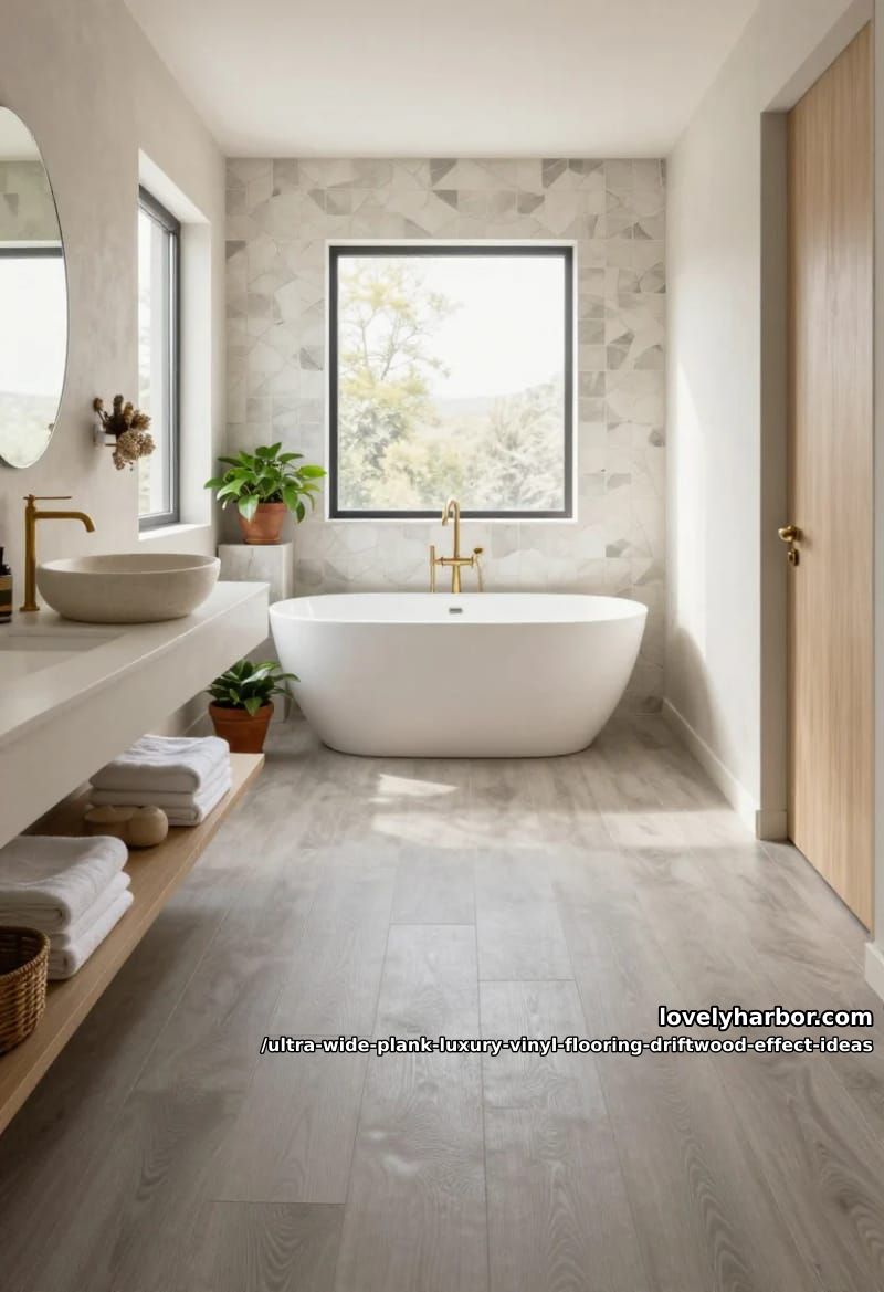 Wide Plank Driftwood LVP: 11 Design Ideas That Don't Read "Beach House" 18 bathrooms, where lvp earns its keep 1