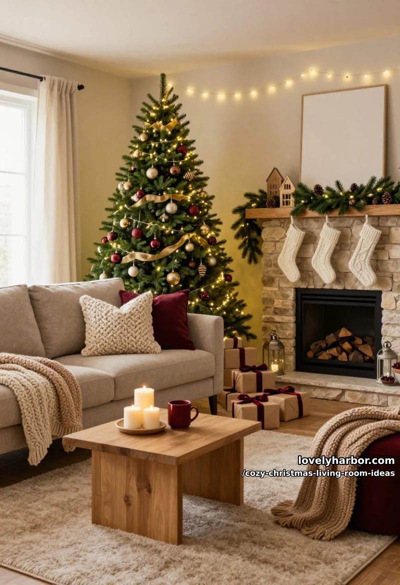 build a cozy christmas palette on warm neutrals plus one deep accent 1