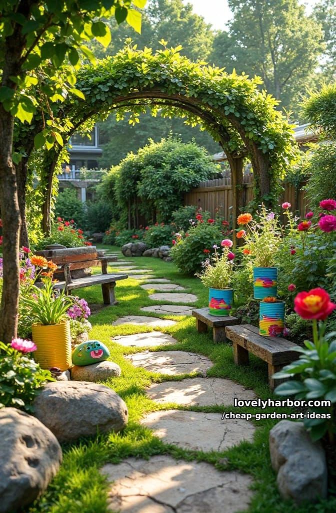 colorful diy garden art: painted rocks, tin can planters, and whimsical sculptures. 1