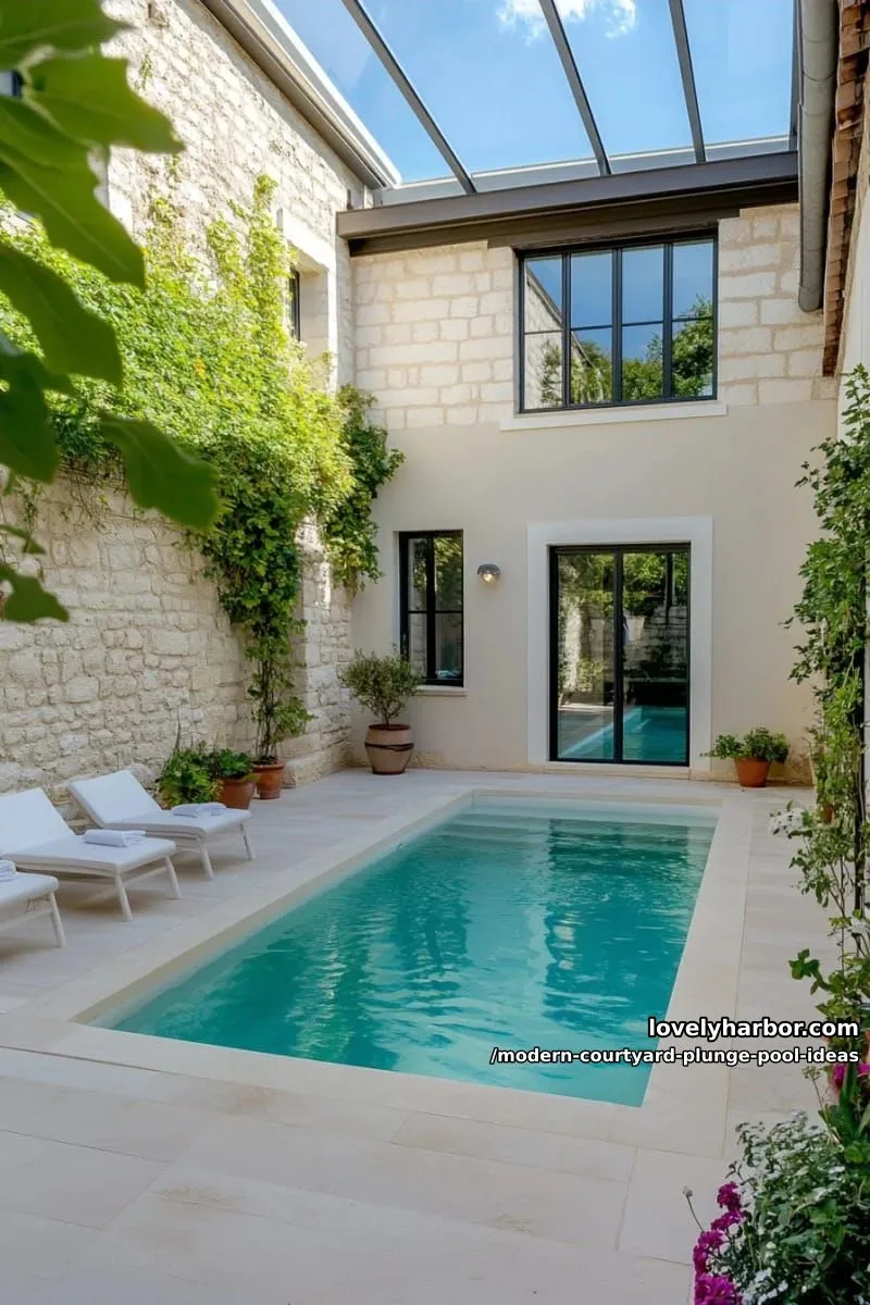courtyard plunge pool beneath a retractable glass roof for year-round enjoyment 1