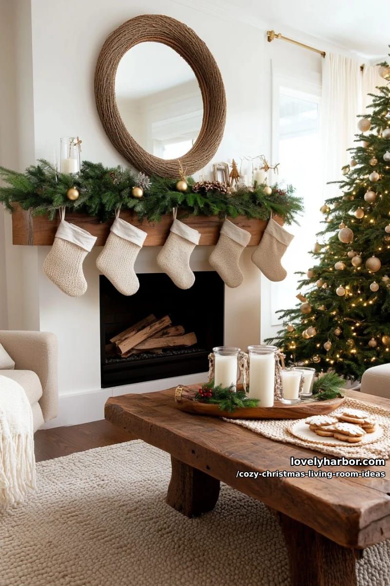 drape the mantel with layered cedar, not a flat store-bought swag 1