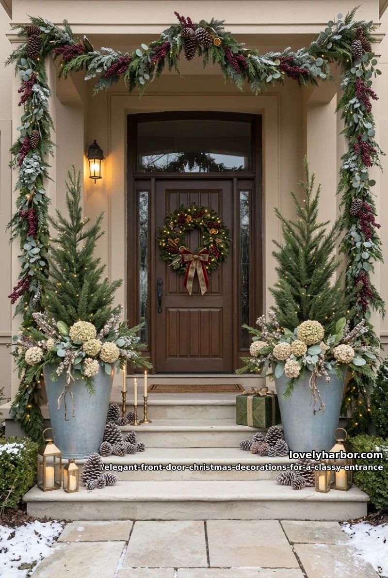 flank the entrance with two matched planters 1