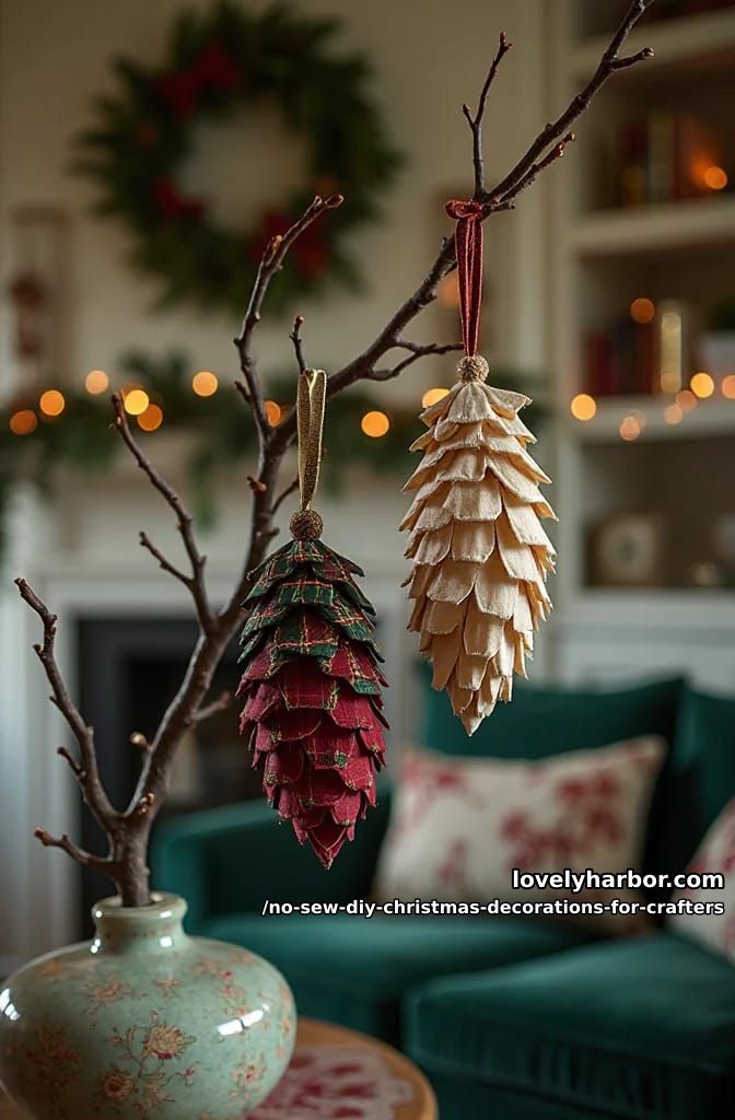 folded fabric pinecone ornaments 13