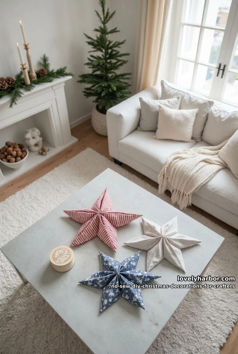 folded fabric scandinavian star ornaments 1