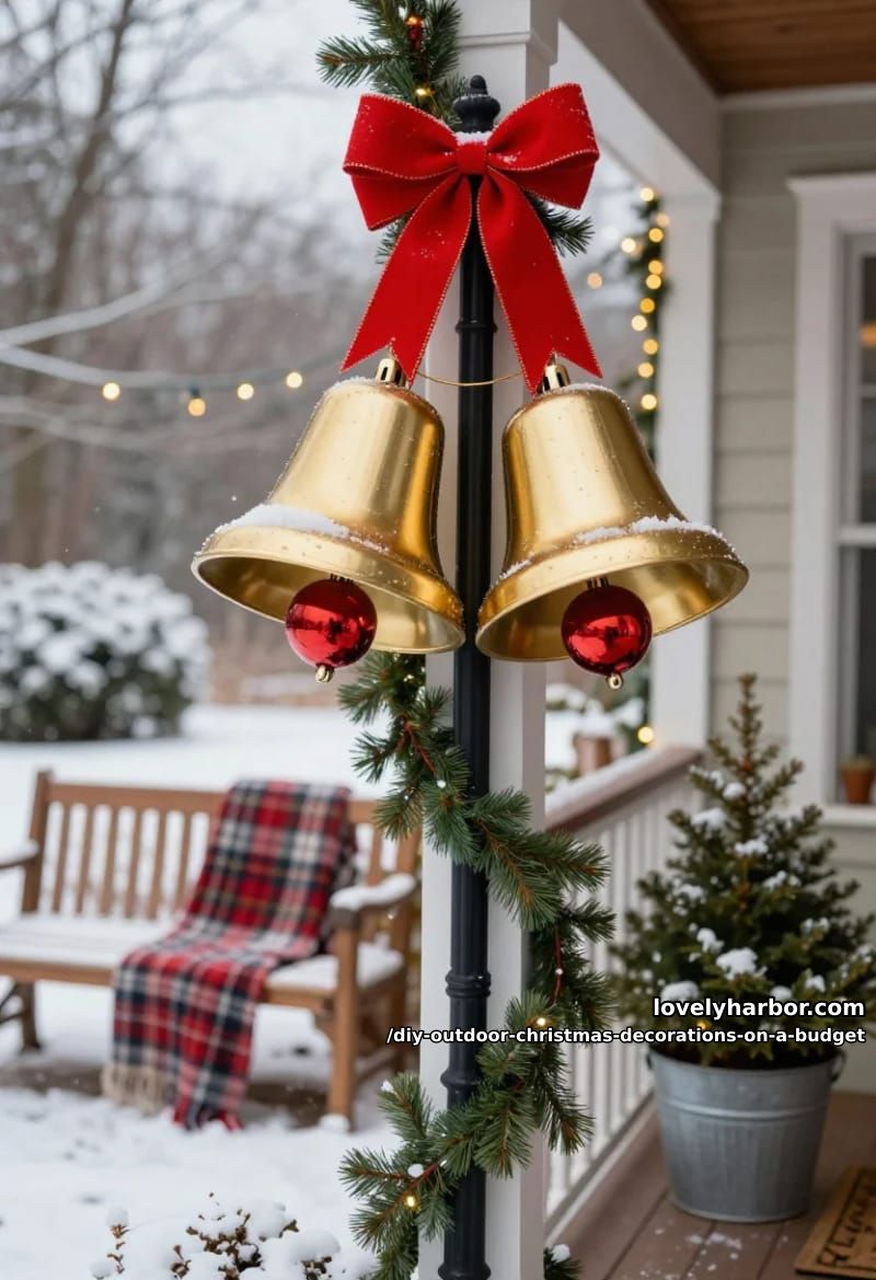 12 DIY Outdoor Christmas Decorations on a Budget That Survive a Real Winter 9 giant bells from dollar-store planters 1