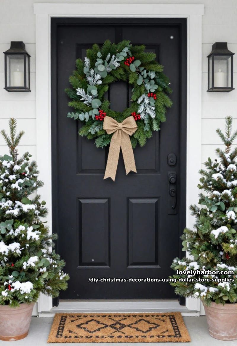 12 DIY Christmas Decorations Using Dollar Store Supplies That Don't Read Cheap 25 greenery wreath built on a wire form 24