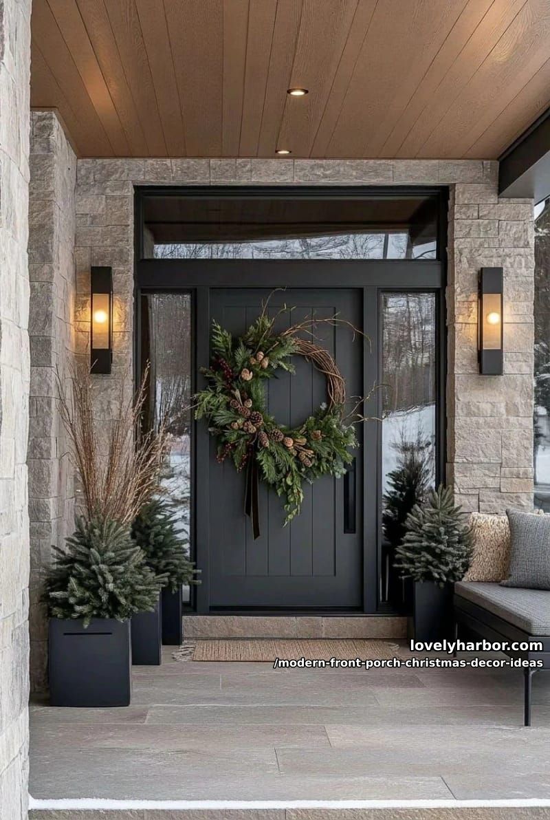 hang one asymmetric wreath, oversized and weighted to one side 1