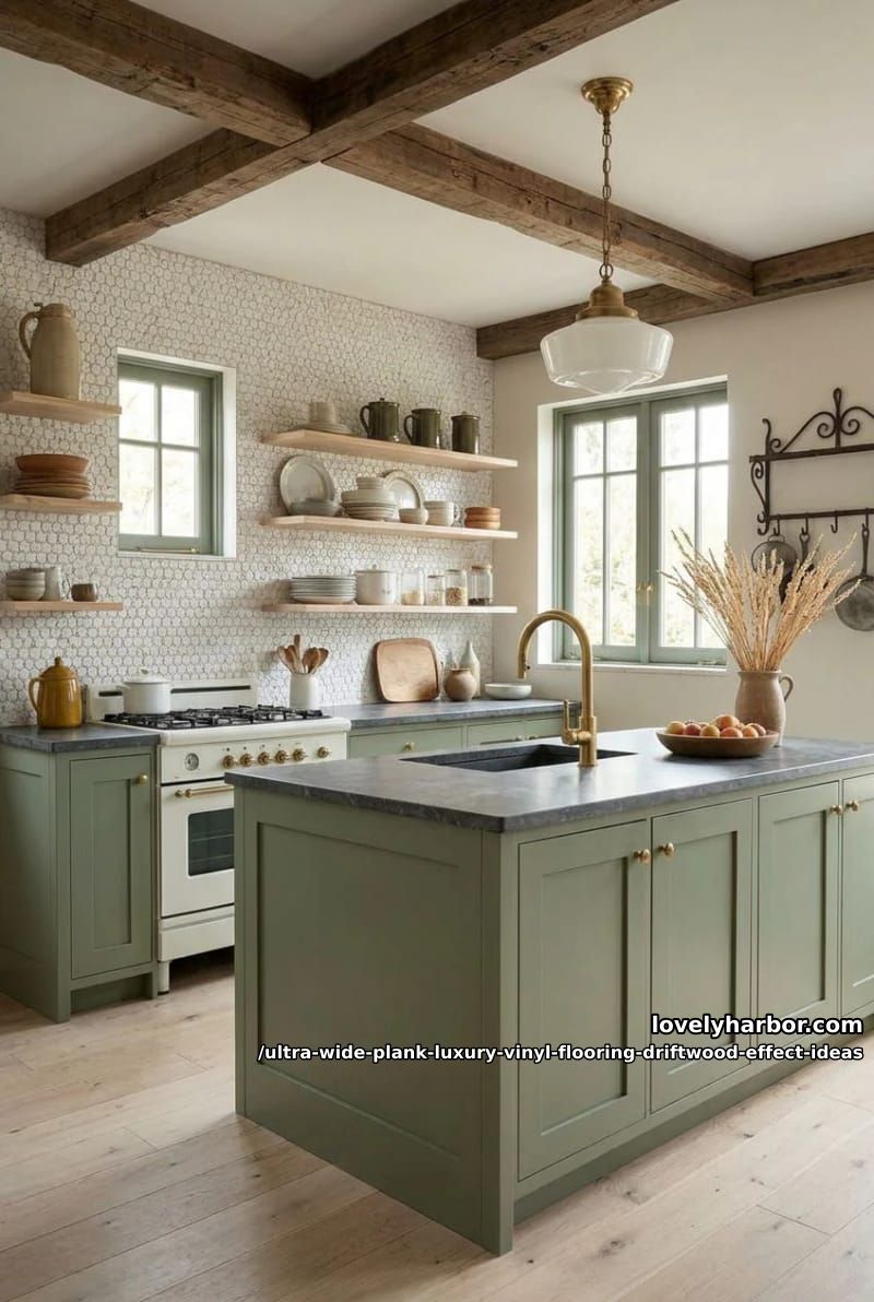 Wide Plank Driftwood LVP: 11 Design Ideas That Don't Read "Beach House" 25 kitchen with mid-tone cabinets, not white 1
