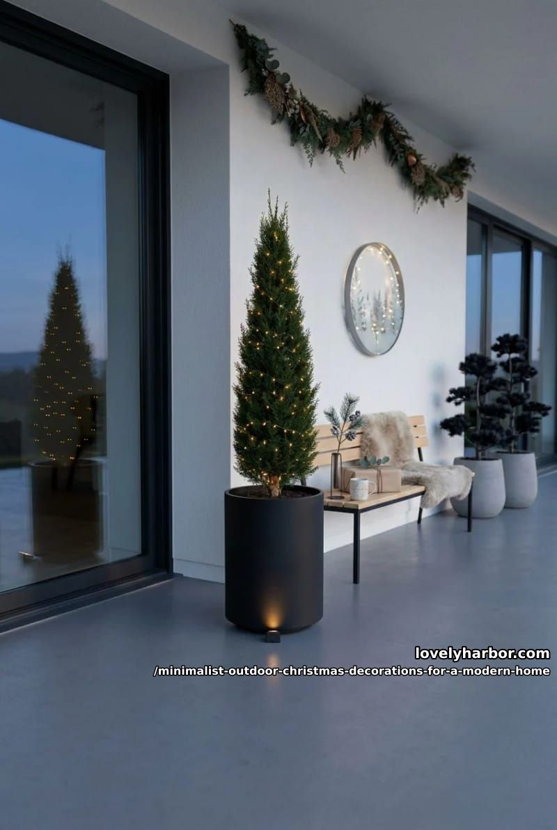 let one potted evergreen carry the entry 1
